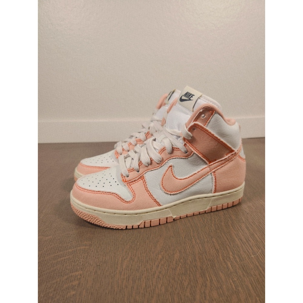 New Nike Dunk High 1985 Womens 6.5 Orange White Athletic Leather Shoes Sneakers